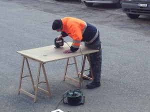 das Sujet-Schild entsteht